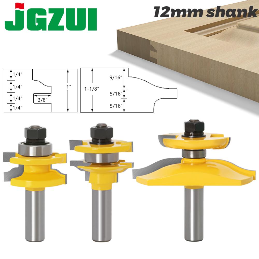 End Mill Set - 3pcs 12mm Shank Rail & Stile