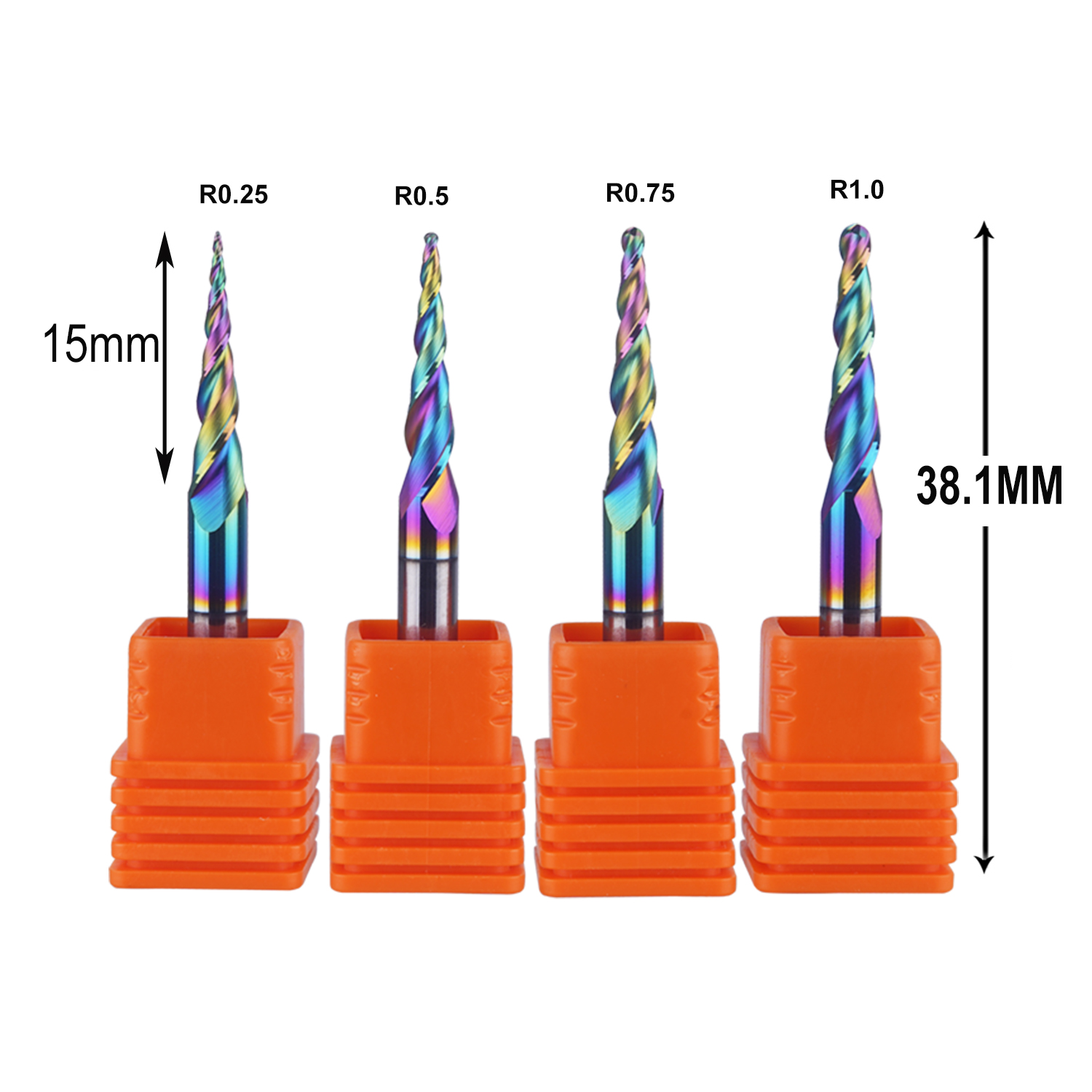End Mill Set - DREANIQUE 4pcs/set 2 Flutes Ball End