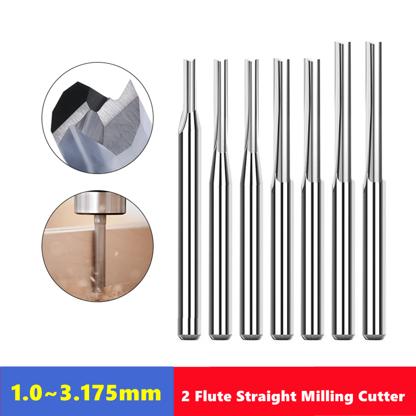 End Mill Set - 10pcs Carbide End Mill 3.175mm （1/8）Shank