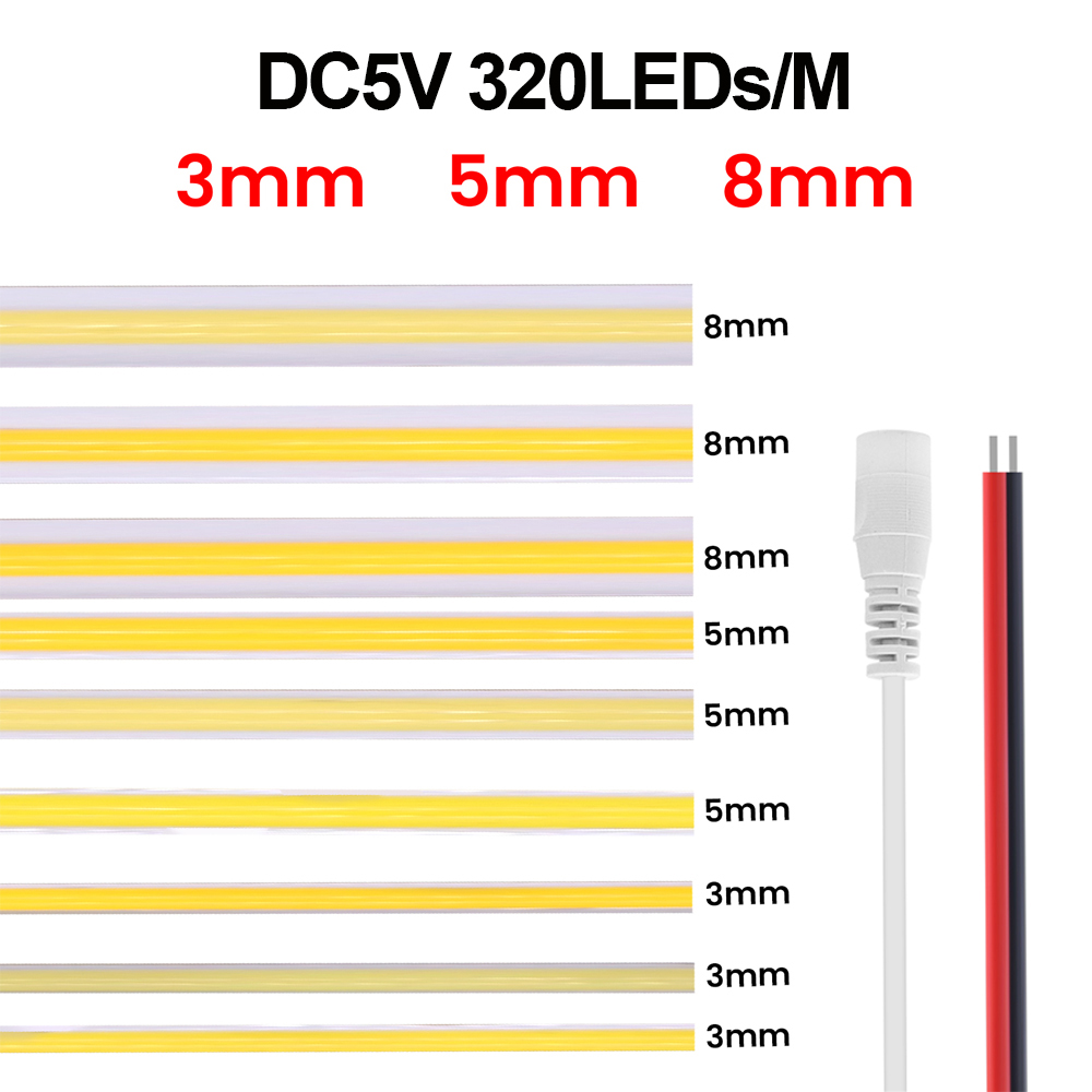 3MM 5MM 8MM COB Strip 5V 12V 3 - Linear Rod 8Mm recension och pris