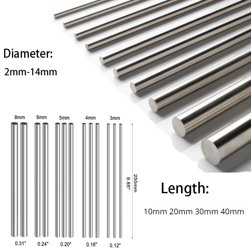 10/25Pc Stainles Steel Solid R - Linear Rod 8Mm recension och pris