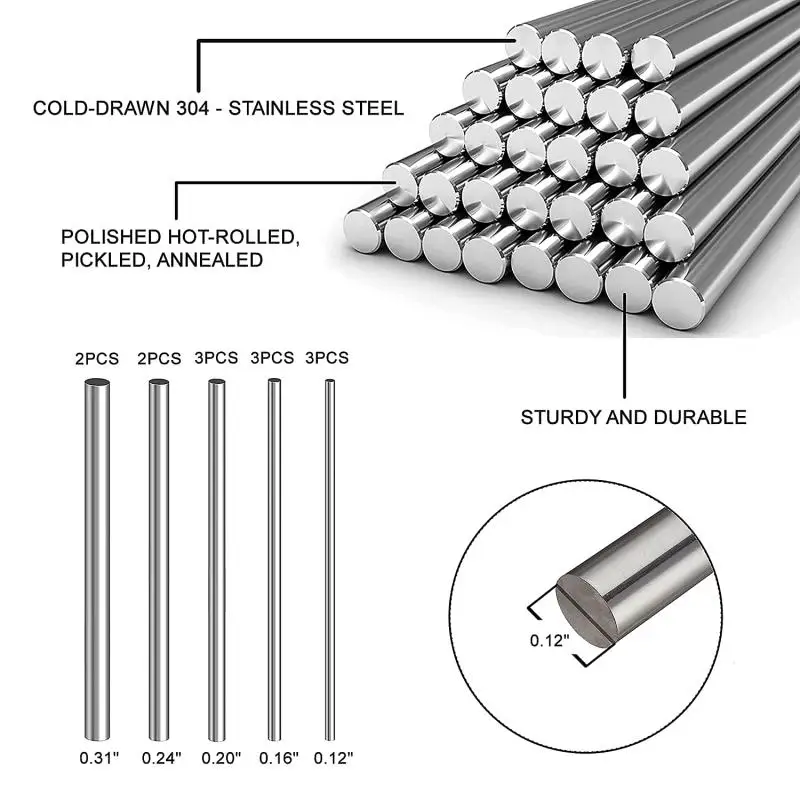 10/25Pc Stainles Steel Solid R - Linear Rod 8Mm recension och pris