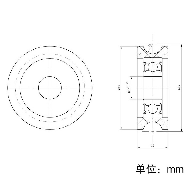 1pc U12*44*16mm, U groove whee - V Slot Wheel recension och pris