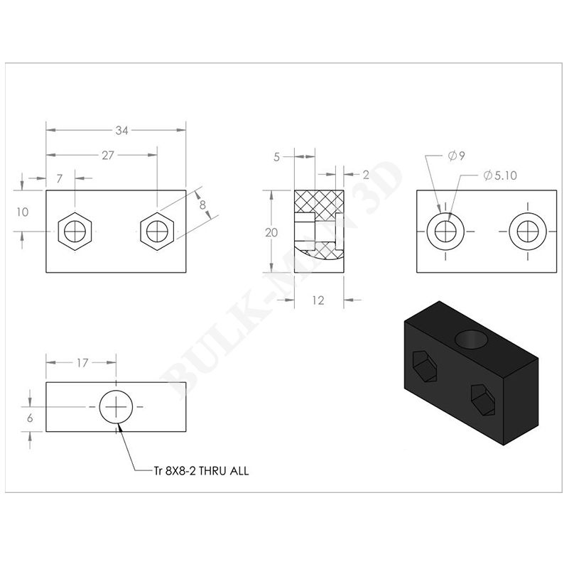 4Pcs/lot POM ACME Nut Block TR - Lead Screw 8Mm recension och pris