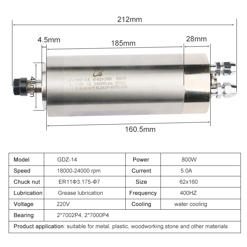 Hqd 220v 800w Metal Spindle 62 - Water Cooled Spindle recension och pris