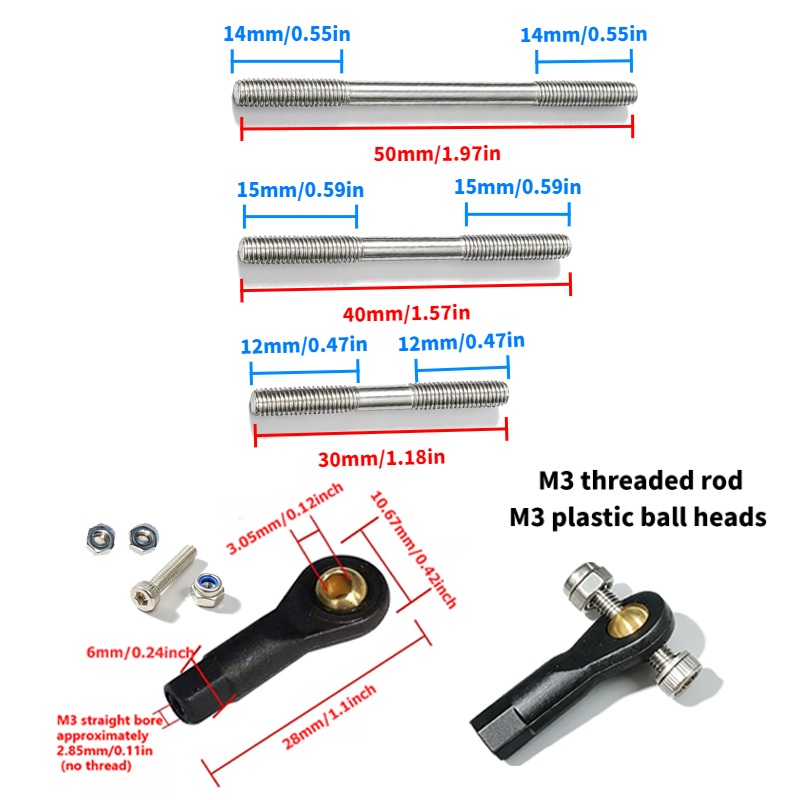 Set including 2 M3 plastic bal - Ball Screw recension och pris