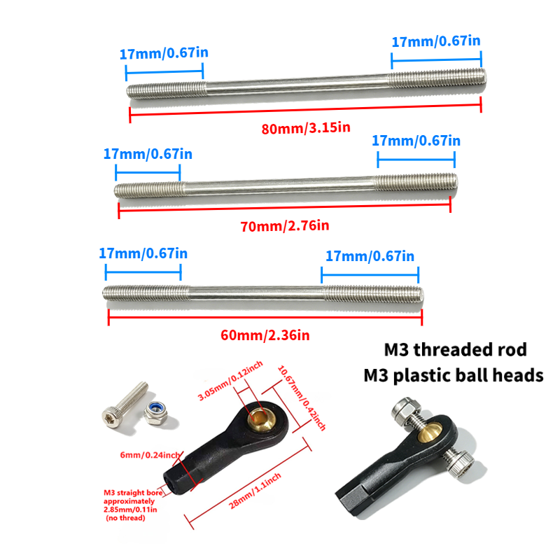 Set including 2 M3 plastic bal - Ball Screw recension och pris