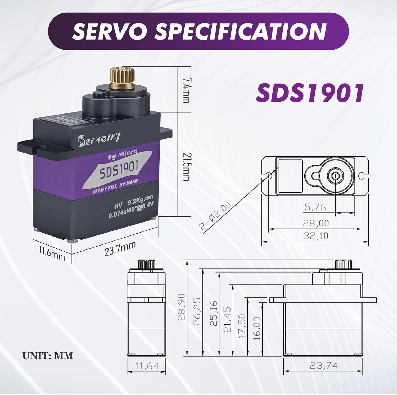 SERVOMY-SDS1901 Digital 9G Mic - Servo 9G recension och pris