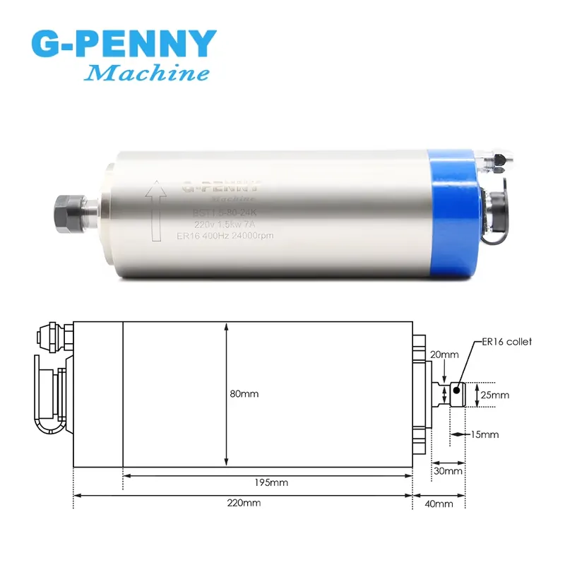 Gpenny 1.5kw ER16 D80mm Water  - Water Cooled Spindle recension och pris