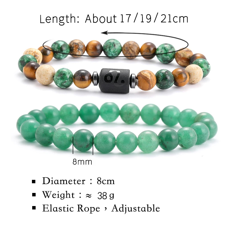 2pcs/Set Zodiac Natural Stone  - Coupling 8Mm recension och pris