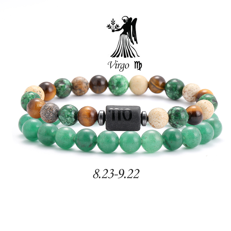 2pcs/Set Zodiac Natural Stone  - Coupling 8Mm recension och pris