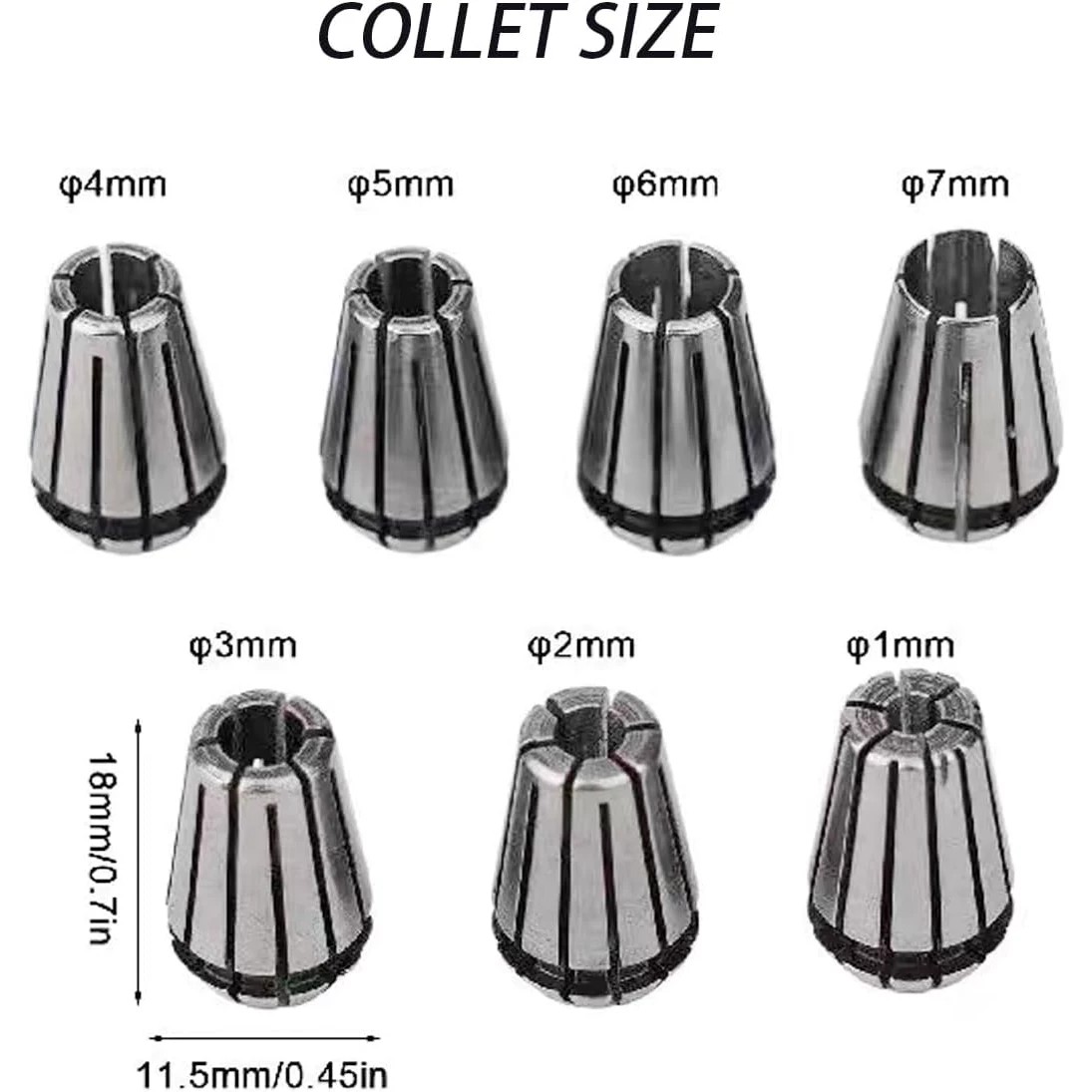 8-piece ER11A 1-7mm spring chu - End Mill Set recension och pris